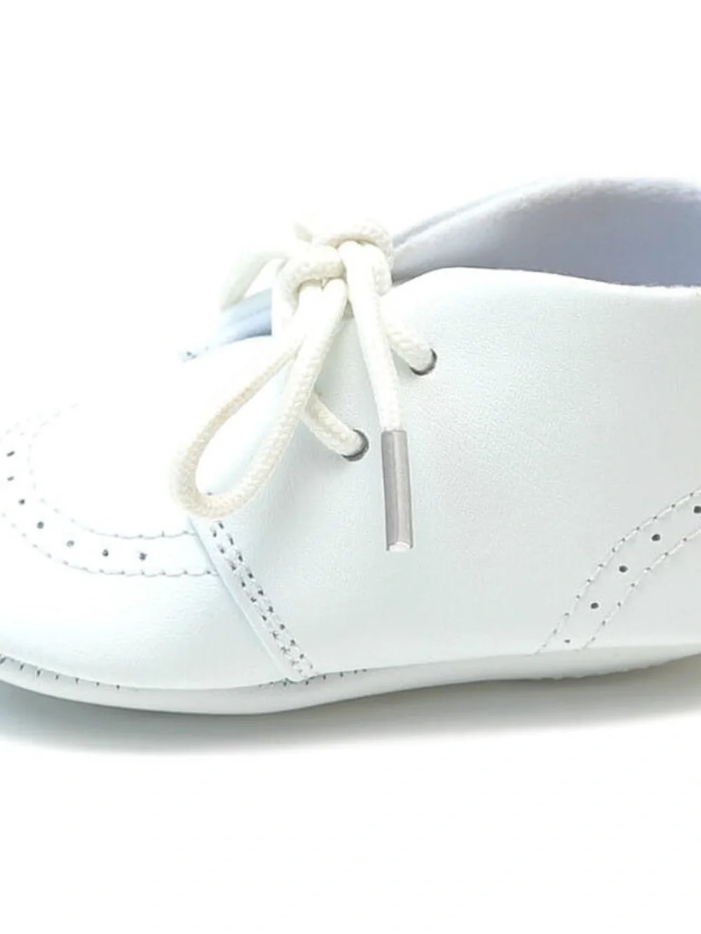 L'Amour White Baby Brogue Bootie Oxfords